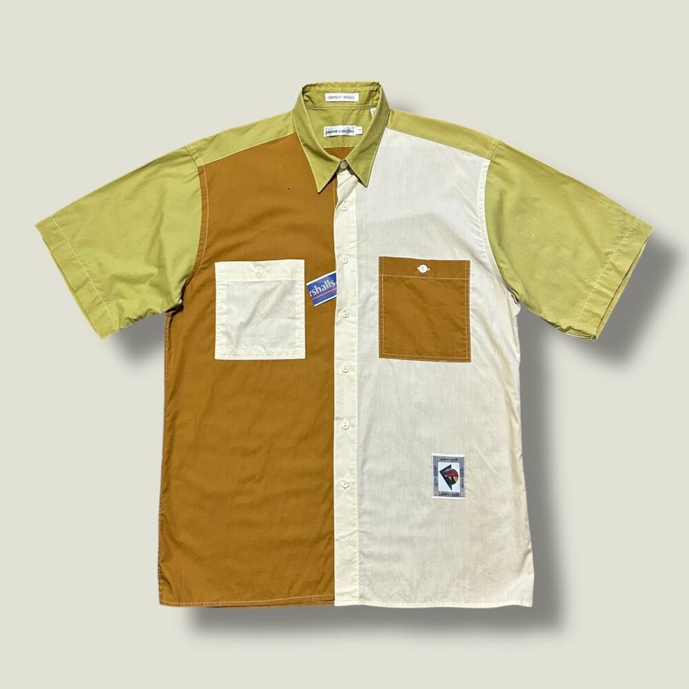 Vintage 80s Colorblock Shirt Pierre Cardin Button Up Medium Mod Colorful